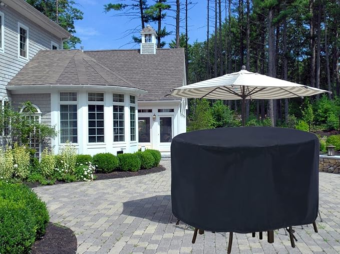 POMER Patio Furniture Set Cover,78Inch Tall High Table Cover for Round Furniture Set,Table Covers for Round Furniture Set-78D x 30H Inches