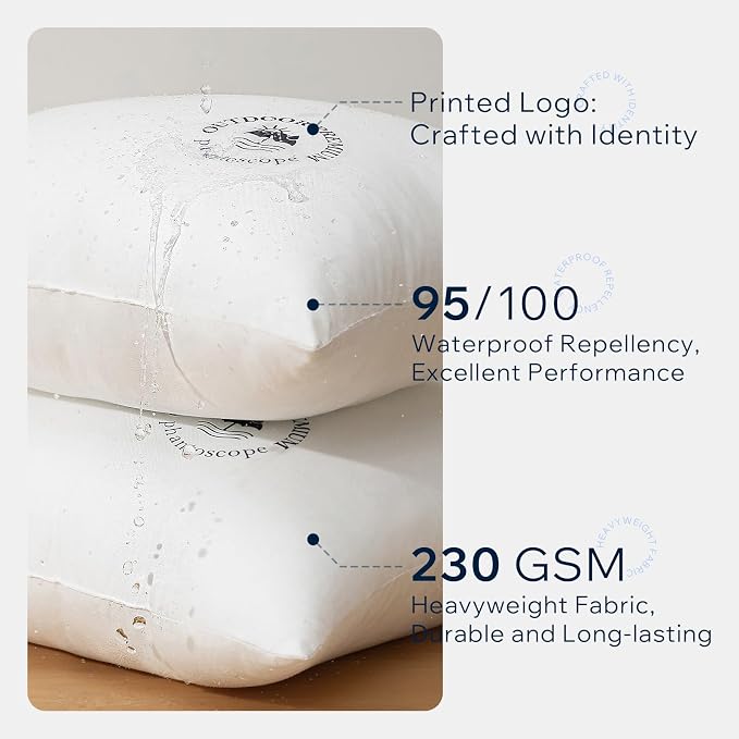 Phantoscope 18x18 Outdoor Pillow Inserts, Waterproof Outdoor Pillows 2-Pack | Water Resistant Outdoor Throw Pillow Inserts, Hypoallergenic Decorative Pillow Stuffers for Patio, Porch, Garden, Logo Design