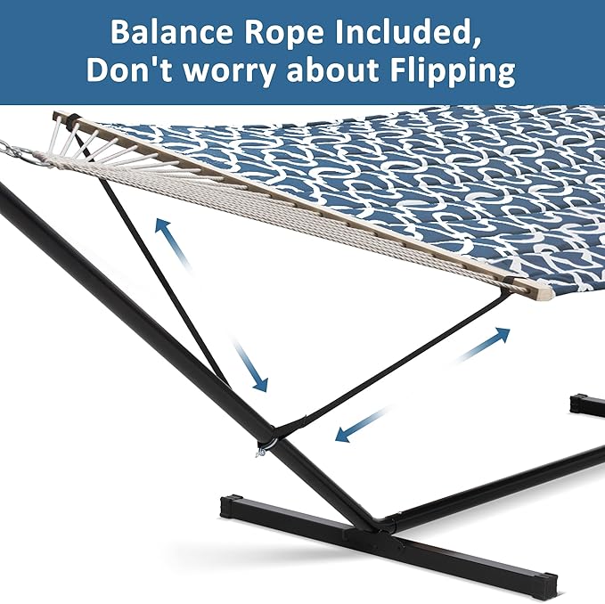 SUNCREAT Two Person Hammock with Stand and Extra Large Pillow, Portable Freestanding Hammock and Stand, Waterproof Storage Bag