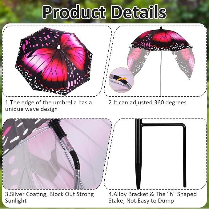 Plant Umbrellas for Outdoor Plants, Large Garden Plant Umbrella Shade Upgraded Adjustable Angle Height for Potted Plants Garden Beds