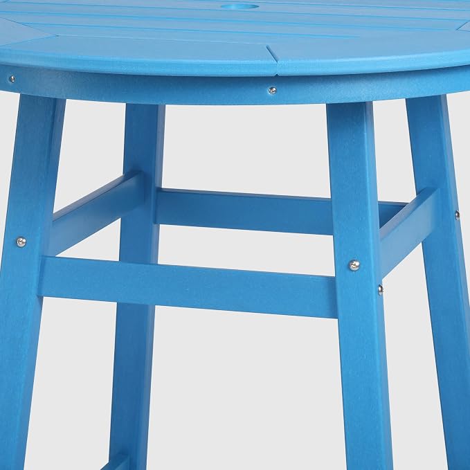 WestinTrends Outdoor 35" HDPE Round Patio Counter Height Bar Table, Pacific Blue