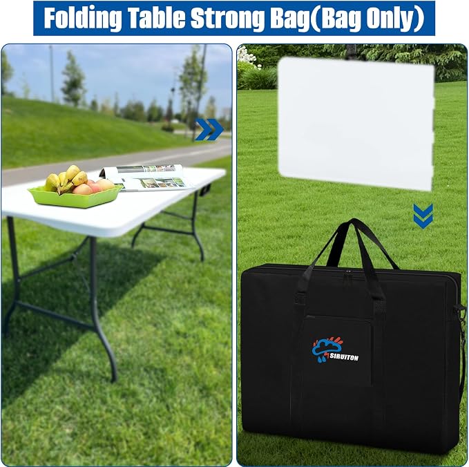 SIRUITON 2Pack Folding Table Storage Bag Fits 6FT, Portable 600D WaterProof Carry Bag for Folding Picnic/Camp Tables with Reinforcing Plate & Shoulder Strap, 36" D x 30" W x4.5 H