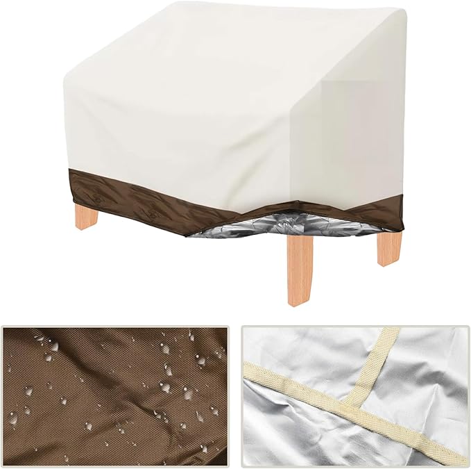 Hoypeyfiy Patio Bench Cover,Furniture Bench Cover,Waterproof Windproof Oxford Fabric Bench Cover for Furniture (White)