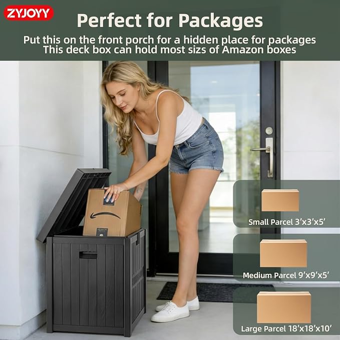 ZYJOYY Package Delivery Box for Outside-51 Gallon Parcel Drop Box with Lockable Secure, Waterproof Resin Lock Box for Porch, Curbside, Patio, Home
