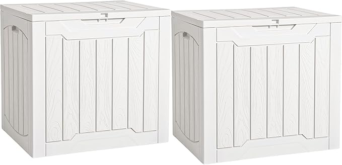 YITAHOME 31 Gallon Deck Boxes Set of 2, Lockable Outdoor Storage Bins for Patio Cushions, Garden Tools, Weather-Resistant Resin Storage Solution, White