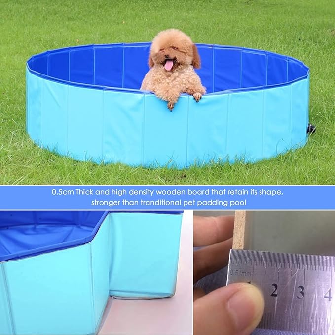 Foldable Dog Pool,Kiddie Pool with Hard Plastic, 32" x 8" Dog Bath Tub for Outdoor Backyard, Collapsible Dog Swimming Pool for Kids Dogs Pets