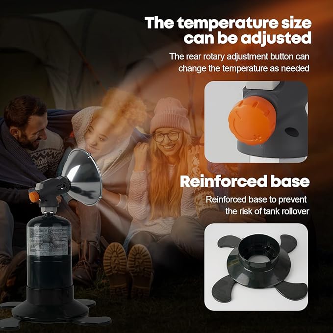 Portable Propane Heater For Outdoor, Fishing, Camping Either 1lb Propane Cylinder or ISO-Butane Adapted (PH001PRO)