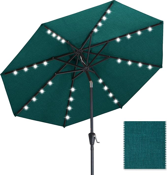 ABCCANOPY OLEFIN® 5-Year No Fading Patio Umbrella with Solar Lights (Turquoise)