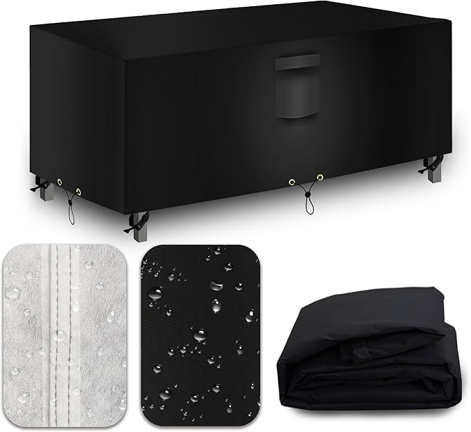 Heavy Duty Patio Furniture Covers Waterproof, 600D Outdoor Furniture Cover Waterproof for Sectional Sofa Couch, Outdoor Dining Table and Chair Set Covers 62''L x 42''W x 28''H, Black
