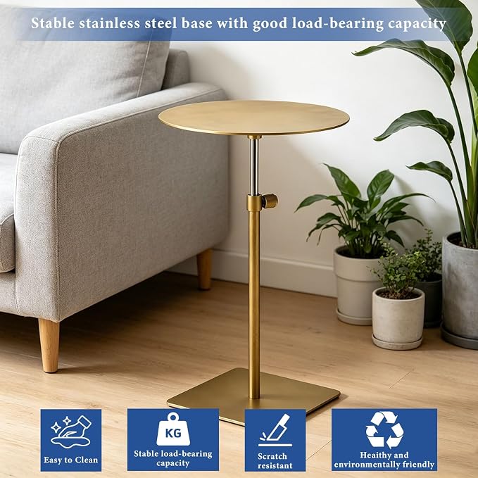 Stainless Steel Round Dining Table - Metal Breakfast Bar & Coffee Side Table for Cafes, Restaurants & Outdoor Patios - 35cm Diameter - Stylish & Durable Side Tables