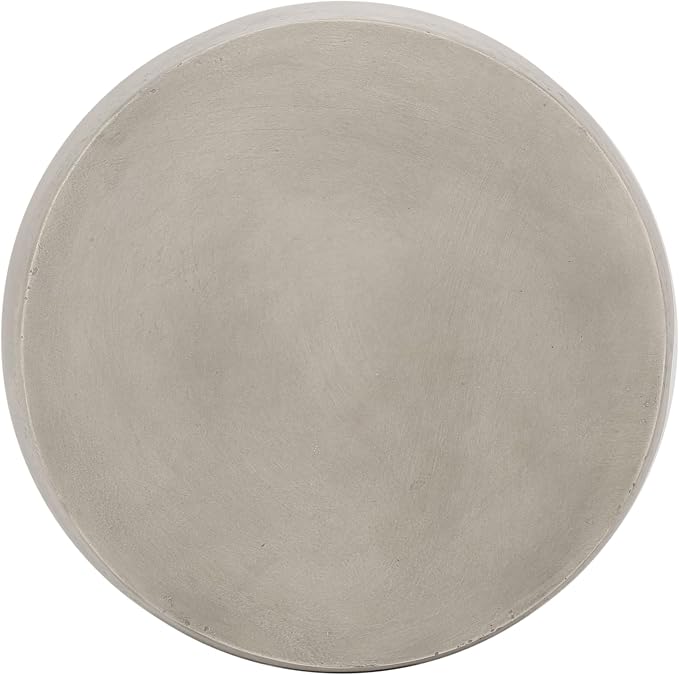 WILLIAMSPACE 19" Round Side Table Small Coffee Table, Farmhouse End Table French Country Rustic Side Table for Indoor Outdoor, Modern Small Table for Living Room, No Assembly, Concretel, Light Gray