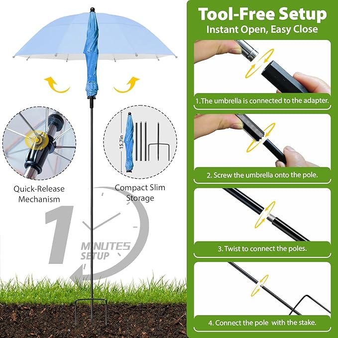 Plant Umbrellas, 5Pack 360°Adjustable Garden Umbrella for Outdoor Plants,24” Large Sun Shade for Garden Beds Potted Plants, 47.8" High Plant Shade Cover Umbrellas for Sun-Sensitive Plants