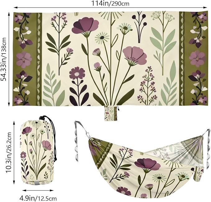 Botanical Frame Hammocks with Hanging Rope Tree Hammock for Outside Patio Backyard Poolside