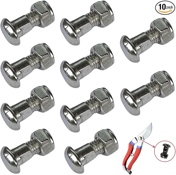 10 Pack Garden Pruning Shears Pivot Bolt and Nut Replacement Gardening Scissors Central Axis Shaft Assembly for Bypass Pruning Shears Gardening Pruning Scissors and Clippers