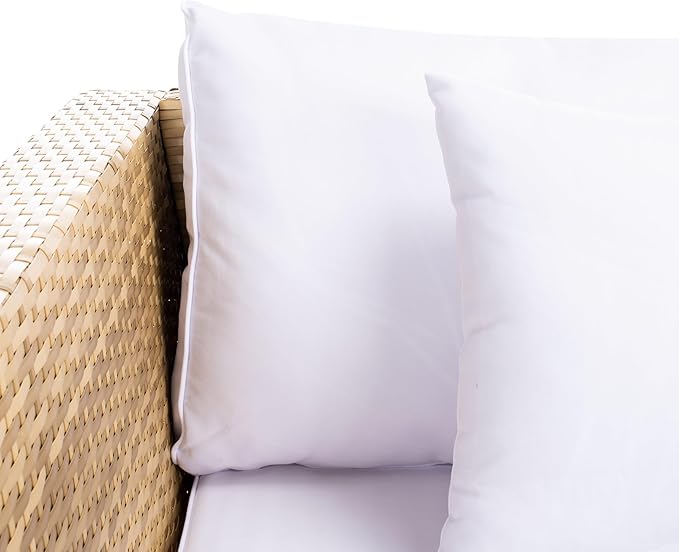 SAFAVIEH Outdoor Collection Helga Natural/White Wicker Conversation Patio Set