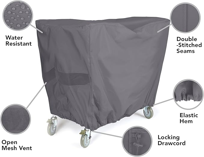 Coverstore Elite Outdoor Serving Cart Cover – All-Weather Patio Furniture Protector with Mesh Vents, Water-Resistant Polyester, Drawcord Hem & Buckle Straps, 50W x 30D x 34H, Charcoal