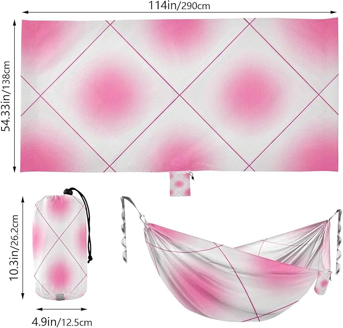 Magenta Checkered Dot Rhombus Plaid 330lb Capacity Hammocks Hanging Hammock for Camping Travel Accessories hamaca para acampar