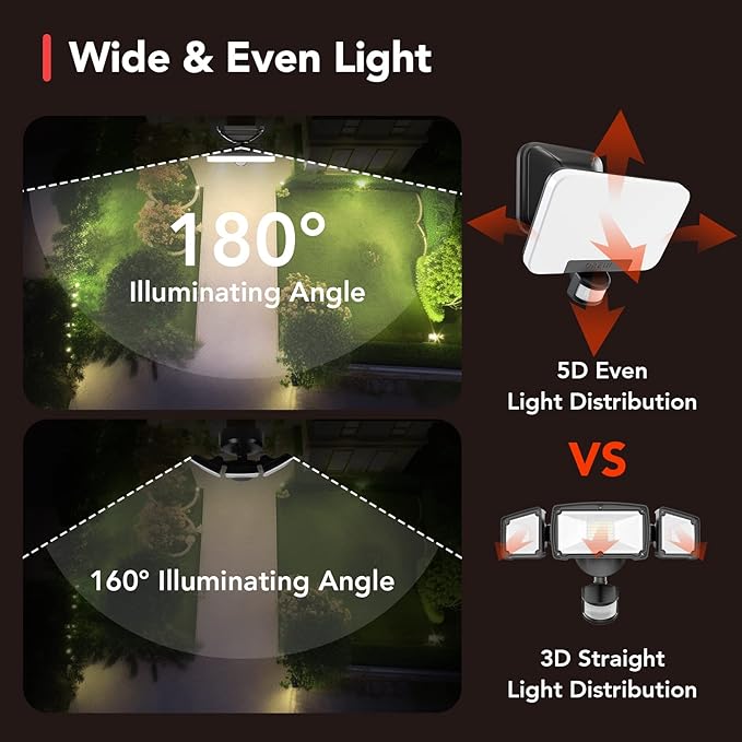 OREiN 3CCT Flood Lights Outdoor 3500LM 35W Motion Sensor Outdoor Lights, 6000K/4000K/2700K LED Security Lights Dusk to Dawn, IP65 Waterproof Motion Sensor Flood Lights for Garage, Yard, 1 Pack