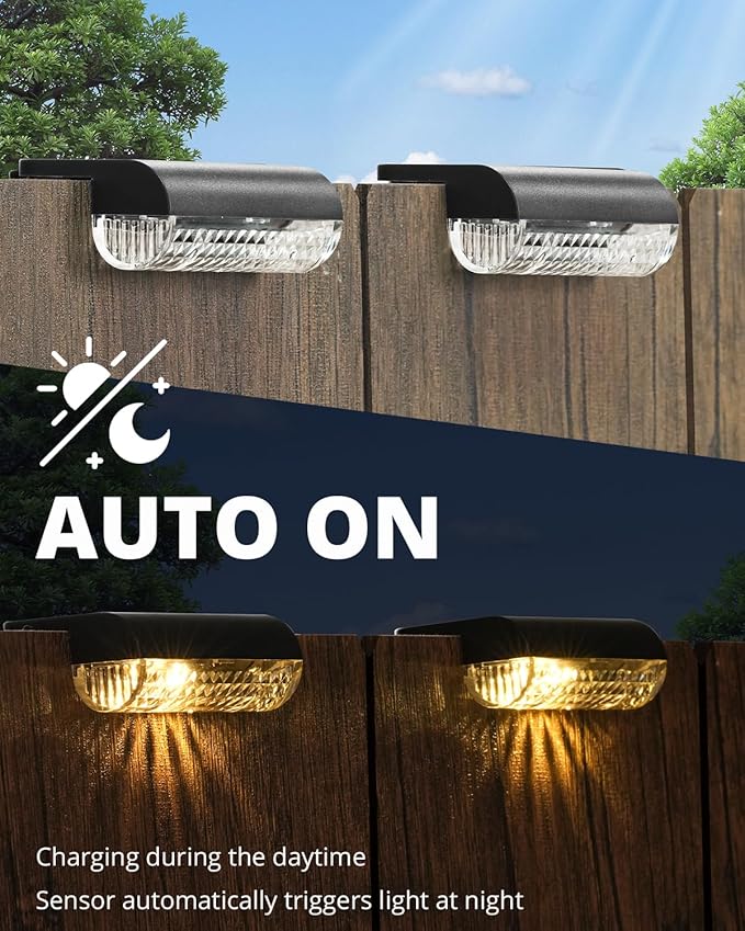 Herzila 8 Pack Solar Deck Lights Outdoor, Solar Step Lights Waterproof Led Lights,3000K Warm White, Auto Dusk-to-Dawn, Low Profile, for Deck Steps Fence Patio