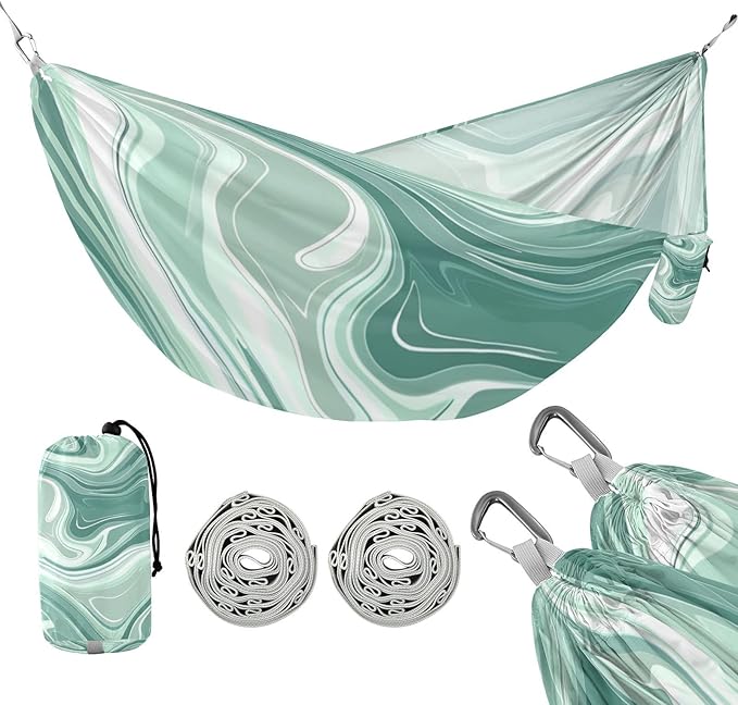 Gray-Green Abstract 330lb Capacity Outdoor Hammock with Tree Straps Swing Hammock for Indoor Outdoor Patio Base de hamaca para adultos