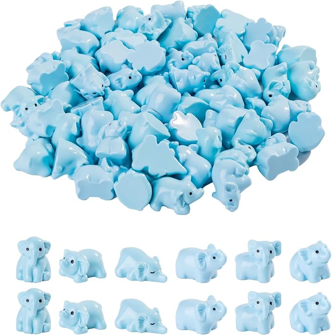 60 pcs Mini Resin Elephant Many Styles Variety Tiny Animals Figures Miniature Little Small Animal Figurines Bulk for Micro Fairy Garden Landscape Accessories Hide Crafts Decor Aquarium