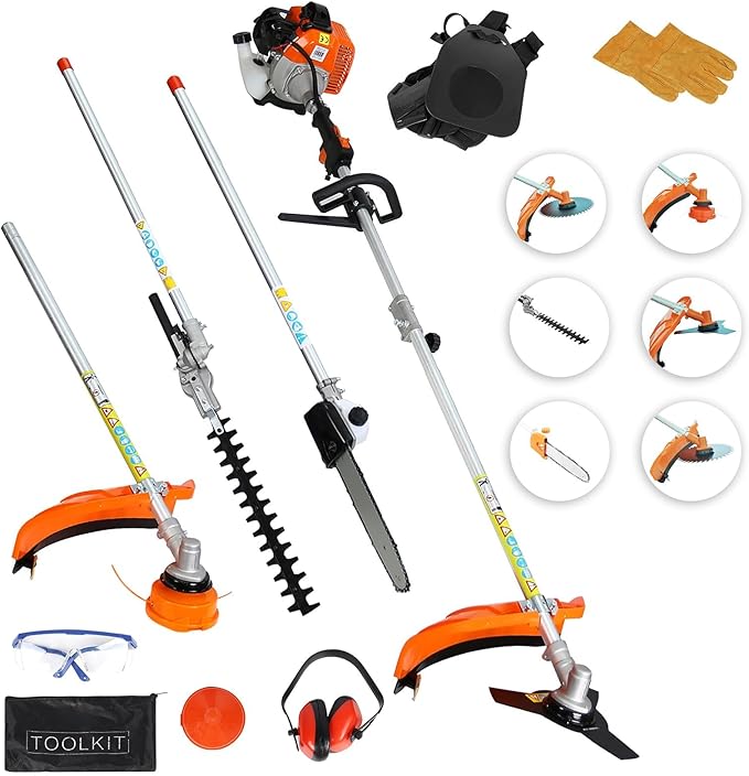 Weed Eater 52cc 2-Stroke Gas String Trimmer, 6 in 1 Weed Wacker with Guard Accessories