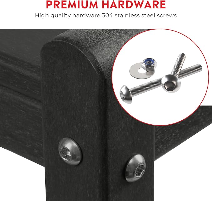 Costaelm Outdoor Side Table, 2-Tier Small Patio Coffee Tables for Outside, Outdoor End Tables for Patio, Adirondack Side Table for Outside, Outside Table for Pool, Porch, Garden, Black