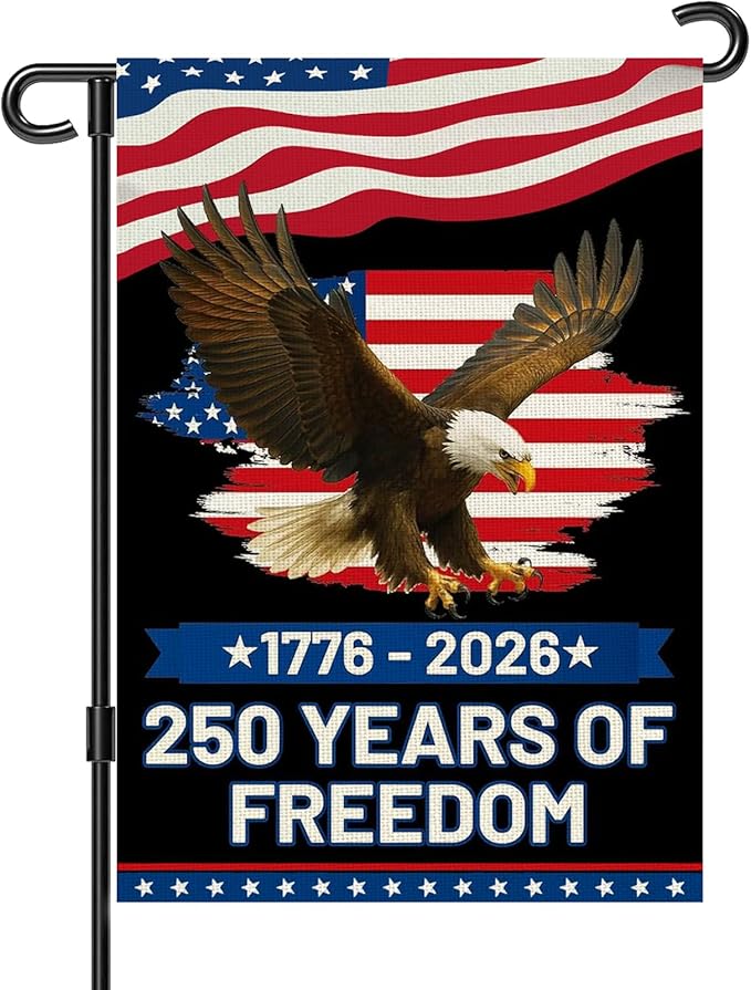 250 Anniversary Usa Garden Flags for Outside,250 Anniversary USA Flag 1776-2026 Semiquincentennial Commemorative Patriotic Banner with Eagle Design 4th of July Decorations Double-Sided Waterproof 250 Year American Flag 12x18 Inch