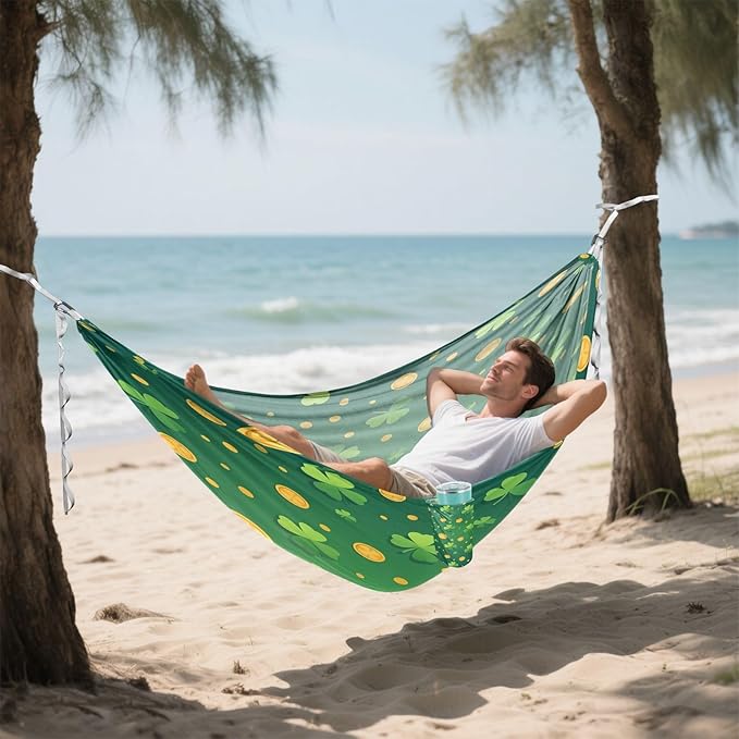 Hammocks for Outside St.Patricks Day Elements Camping Hammock Portable Hammocks with Tree Straps and Carry Bag Camping Accessories for Hiking Beach Outdoor