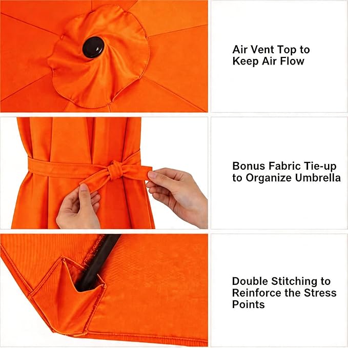 11FT Cantilever Patio Umbrella Replacement Canopy Outdoor Large Round 8 Ribs Length 64" to 66" (Canopy Only) Waterproof & UV