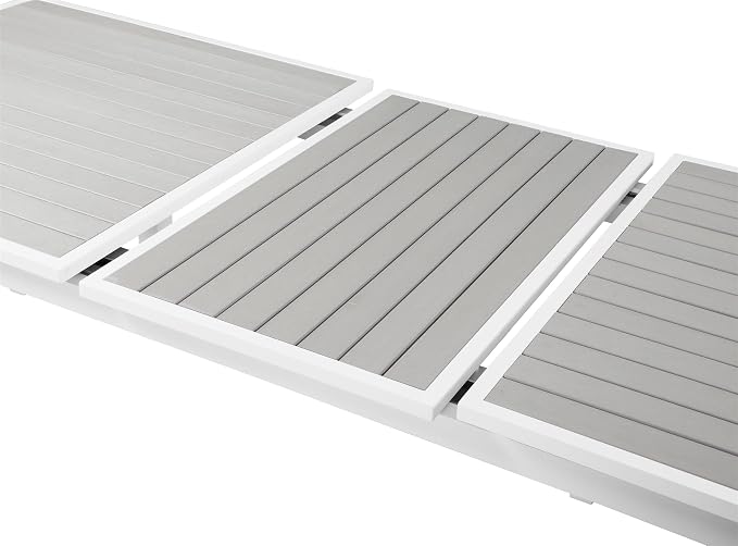 Meridian Furniture 366-T Nizuc Collection Modern | Contemporary Outdoor Patio Extendable Dining Table with Durable Aluminum Frame