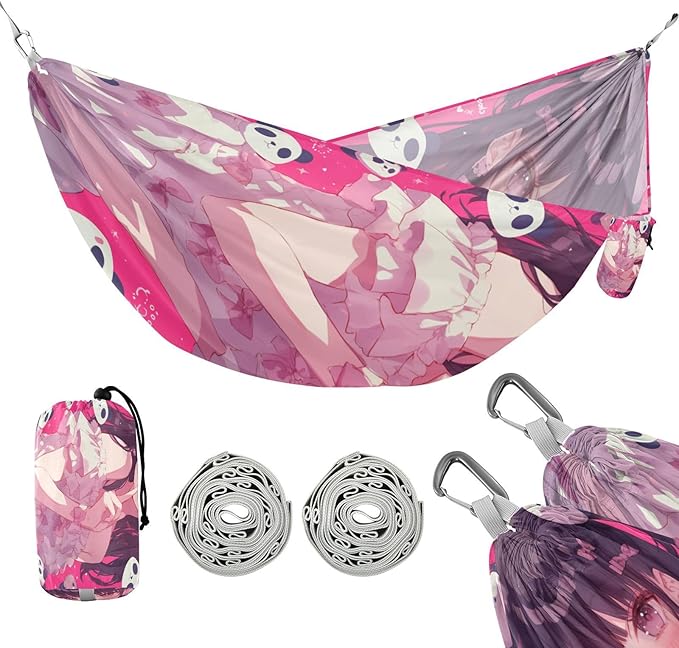 Panda Cute Anime Outdoor Hammock Foldable Portable Hammock for Outside Patio Backyard Poolside