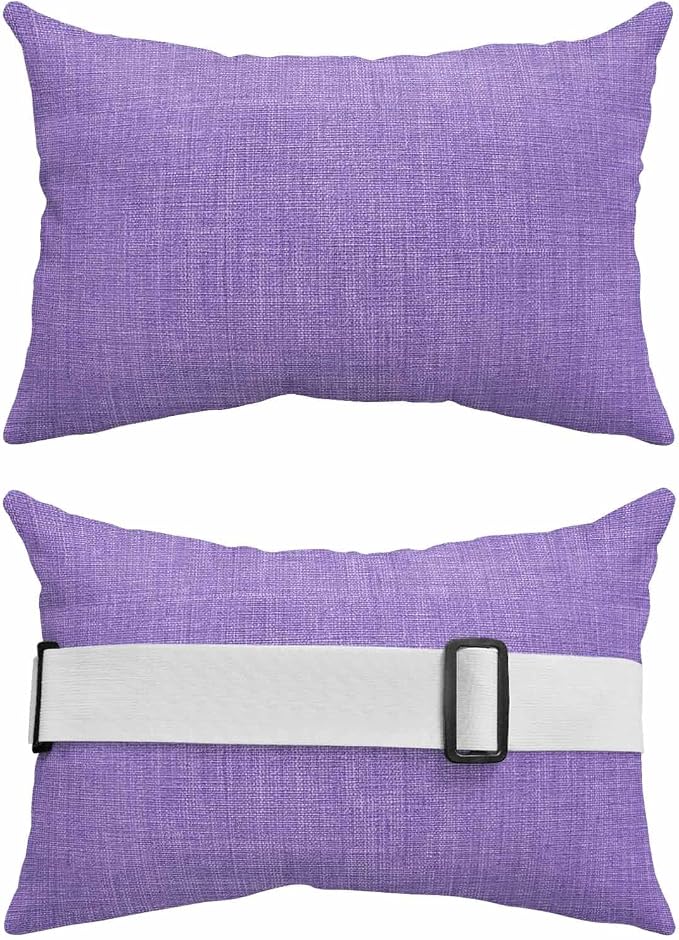 Purple Outdoor Lumbar Pillows 11x16 Set of 2, Farmhouse Burlap Solid Purple Color Modern Linen Texture Waterproof Throw Pillow Covers with Insert, Decorative Pillowcase Cushion for Couch Sofa Bed