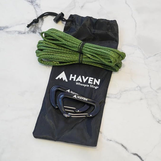 Haven Hammock Whoopie Slings with Ultralight Carabiners - Hammock Straps Accessory - Camping (Green)
