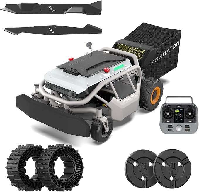 Mowrator S1 2WD 18Ah Remote Control Lawn Mower, 45% (24°) Slope, Spring to Fall Yard Care, with Leaf Shredding Vacuum, 21" Width, 1.8–4.6" Cutting Height, Up to 1.12 Acres