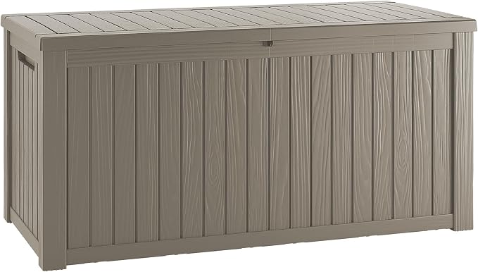 Outdoor Storage Box 200GAL Waterproof Resin Deck Box,UV-Resistant Lockable Package Delivery Bin for Garden Tools,Patio Outside Cushions,Pool Accessories Supplies,Chest,Furniture,Grey