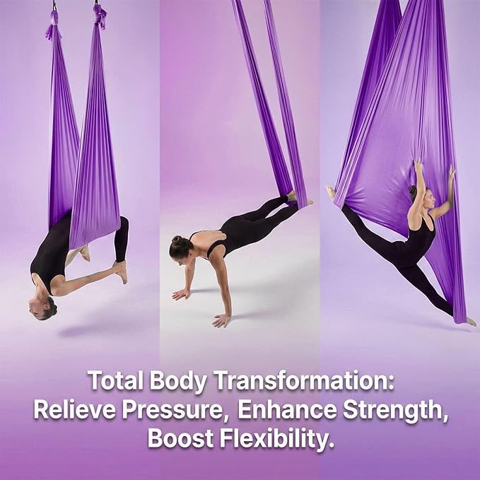Alomejor Aerial Hammock Soft Elastic Polyester Swing for Fitness, Stretching and Meditation 157.5x110.2in Ideal for Home and Studio Use