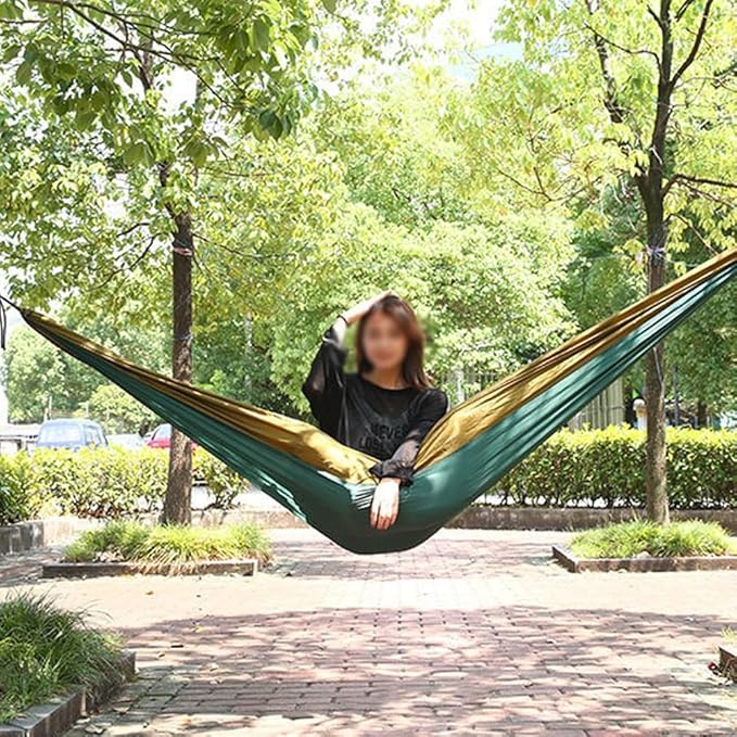 Camping Hammock,hammock,Breathable Nylon Fabric (parachute Fabric) With Strong Load-bearing Capacity, Suitable For Outdoor Places Such As Parks, Seashores And Camping.(Dark Green Fruit Green)