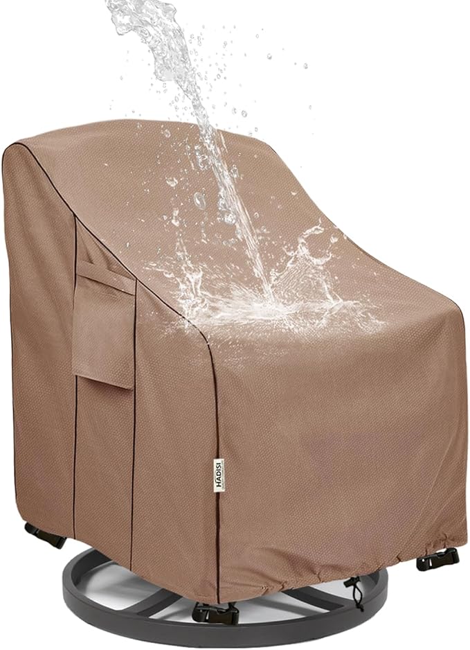Patio Chair Covers for Outdoor Furniture Waterproof, Heavy Duty Waterproof Outdoor Swivel Chair Cover (33"W x35"D x36"H - Brown)
