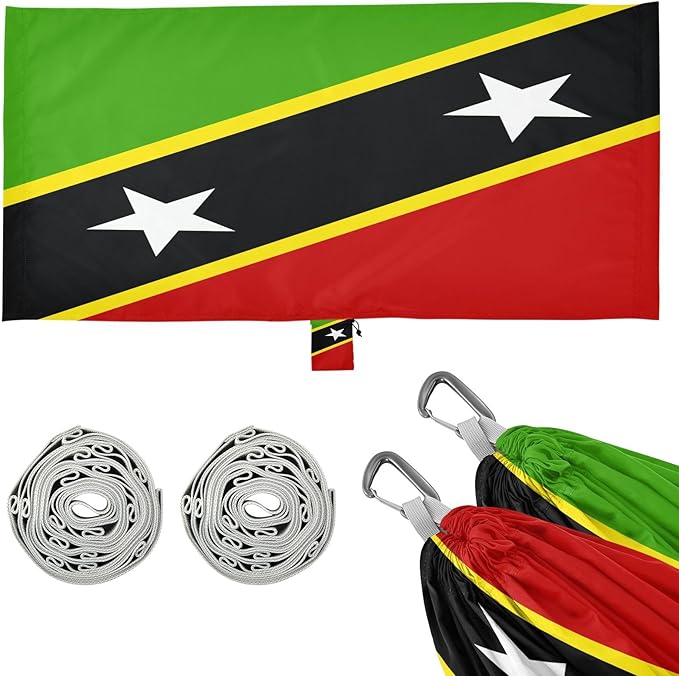 National Flag of Saint Kitts and Nevis Hammocks with Portabl Carry Bag Backyard Hammock for Indoor Outdoor Patio
