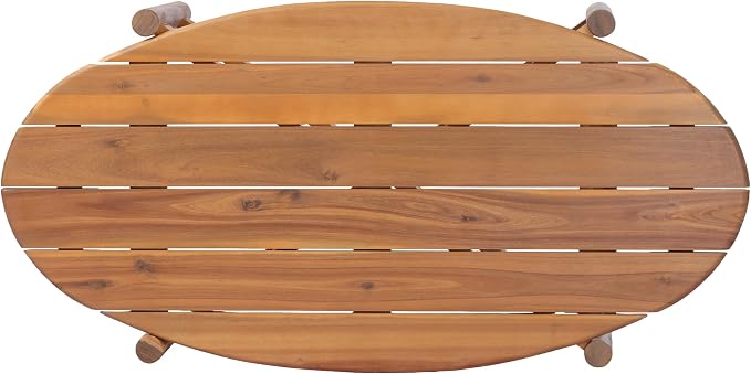 Christopher Knight Home Bubi Patio Acacia Wood Coffee Table, Solid Wood Outdoor Table for Patio Furniture Set, Slat Panel Oval Top, Teak
