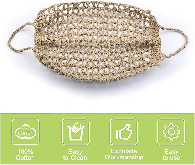 Fruit Vegetable Hammock, Handmade Macrame Fruit Hammock Cotton Fruit Holder Net Under Cabinet Fruit and Veggie Storage Space Saving Kitchen Decor with Hooks