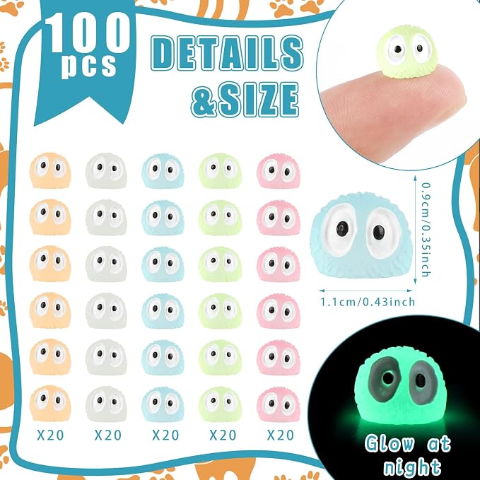 CCINEE 100pcs Luminous Ghost Tree Elves Fairy Resin Briquettes Miniature Garden Accessories Glow in The Dark for Fairy Garden Cake Decoration Easter Egg Fillers Party Supplies （Multicolor）