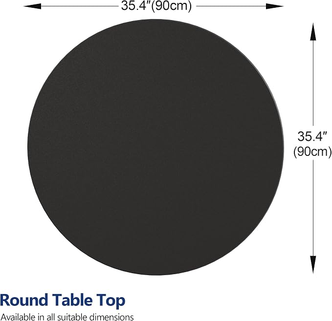 ZL ZELing Round Sintered Stone Table Top 35.4",Replacement Table Top for Indoor & Outdoor - Heat/Scratch Resistant Waterproof Ceramic DIY Desktop,Patio/Balcony/Bistro/Café & Dining Room (Black)