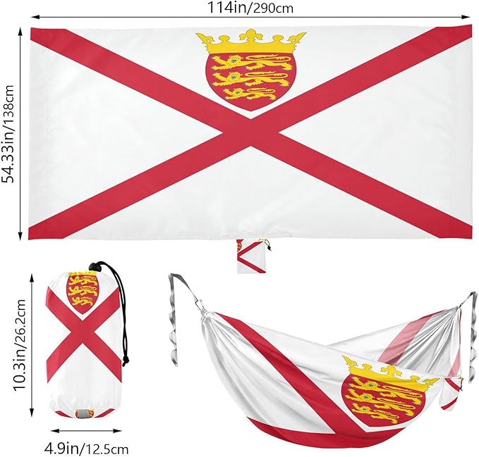 Flag of Jersey Hammocks with Portabl Carry Bag Backyard Hammock for Indoor Outdoor Patio