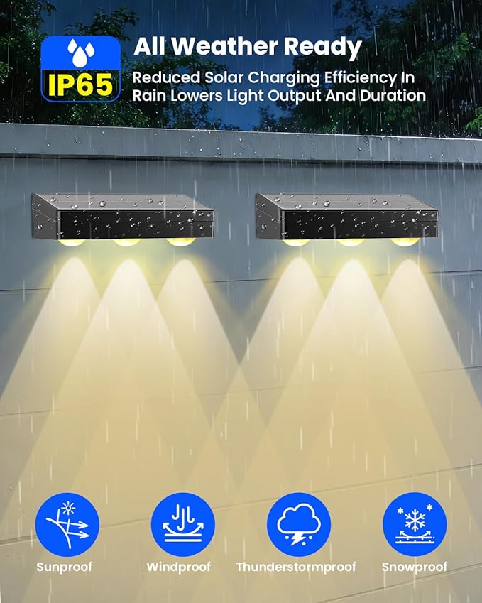 Solar Fence Lights Outdoor Waterproof 3000/5000K/RGB 12 Modes, 8 Pack 60LM Brighter 3 LED Spot Lens Deck Lights Solar Powered Wall Lighting Decor for Outside Step Porch Patio Yard Railing Pool