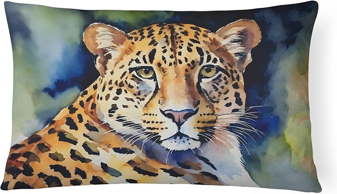 Caroline's Treasures DAC2949PW1216 Leopard Throw Pillow Machine Washable, Indoor Outdoor Decorative Pillow for Couch, Bed or Patio, 12HX16W