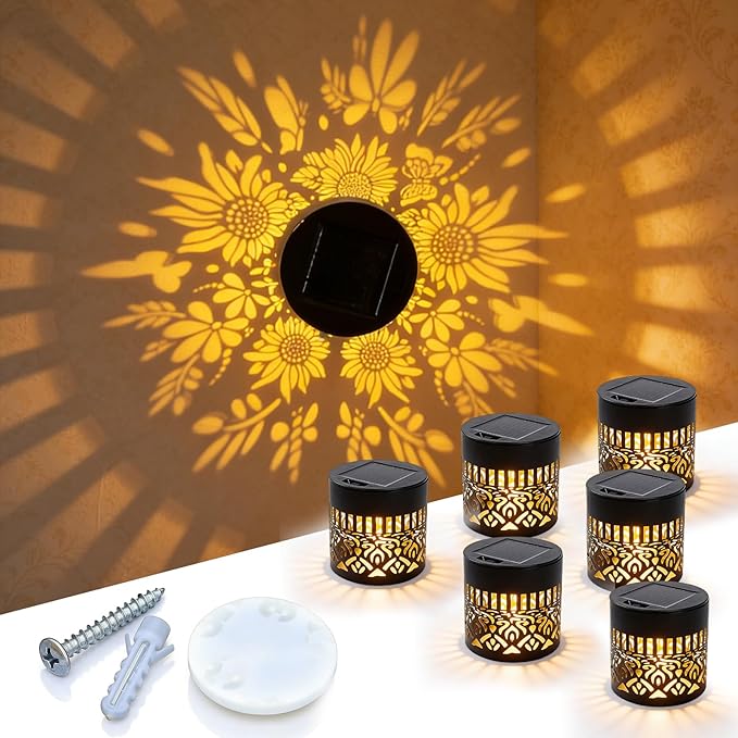Decorative Solar Mandala Lights, 2026 New Mandala Solar Lights Outdoor, Mandala Theme Waterproof Fence Light, Shadow Projection Landscape Lighting for Backyard,Patio,Walkway,Lawn,Porch Decor (#C,6)