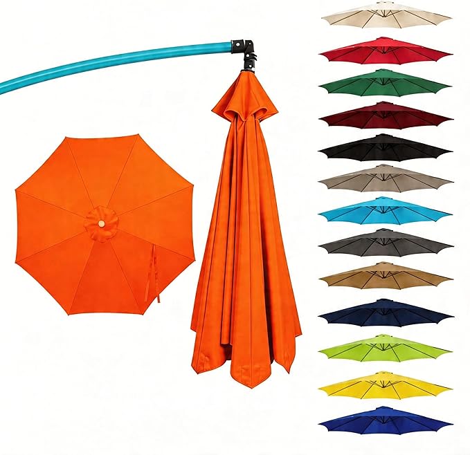 11FT Cantilever Patio Umbrella Replacement Canopy Outdoor Large Round 8 Ribs Length 64" to 66" (Canopy Only) Waterproof & UV