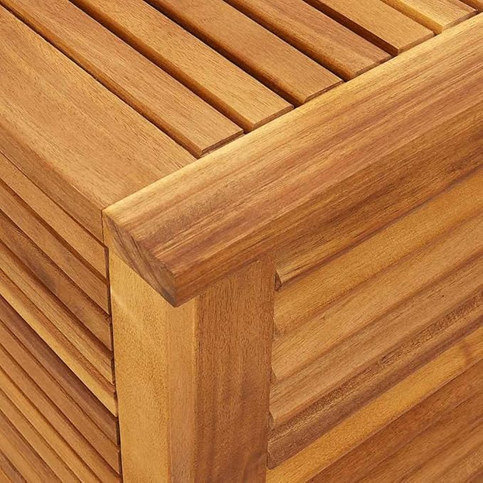vidaXL Garden Storage Box with Louver, Outdoor Cushion Storage Box with Lid, Patio Furniture, Toy Chest, Storage Trunk, Solid Wood Acacia